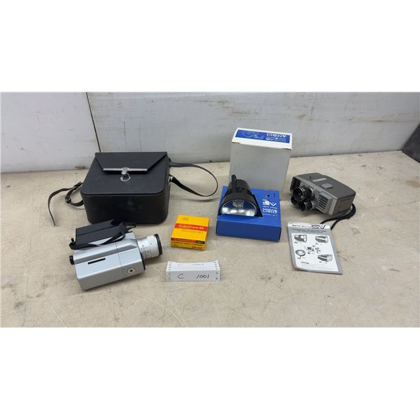 Sankyo Movimat 88 Super 8 Movie Camera with Smith-Victor Movie Light, Film, and More