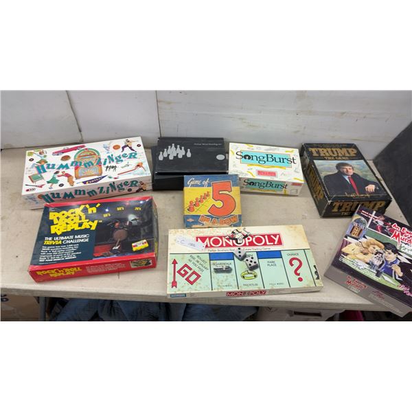 Monopoly, HummmZinger, Rock 'N' Roll Replay, Trump the Game, SongBurst Board Games and More