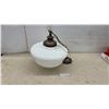Image 1 : Vintage Schoolhouse Pendant Light with Milk Glass Globe and Bronze Finish Chain
