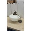 Image 4 : Vintage Schoolhouse Pendant Light with Milk Glass Globe and Bronze Finish Chain