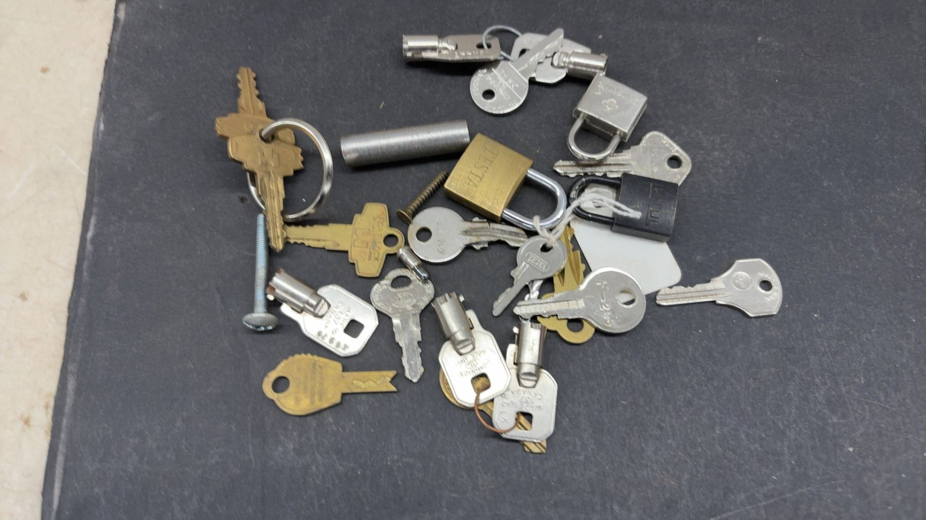 Assorted Padlocks Assorted Keys, Padlocks, and Small Hardware Including Arrow, Yale, and More