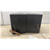 Image 2 : Pair of Compact Passive Bookshelf Speakers with Cloth Grilles and Speaker Wire