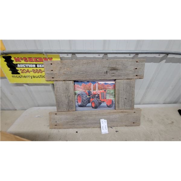 Rustic Reclaimed Wood Picture Frame with Massey Tractor Print