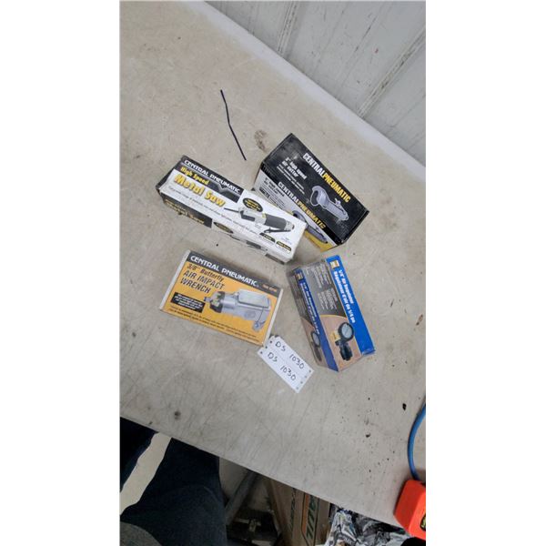 Central Pneumatic Air Tool Lot: Metal Saw, 3" Cutter, 3/8" Impact Wrench, and More New