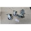 Image 1 : Set of Four Plate-Mount Swivel Casters with Gray Polyurethane Wheels Heavy Duty