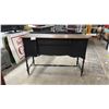 Image 1 : Vintage Black Painted Wooden Sideboard with Natural Wood Top and Turned Legs 54 x 42 x 22