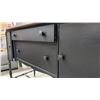 Image 3 : Vintage Black Painted Wooden Sideboard with Natural Wood Top and Turned Legs 54 x 42 x 22