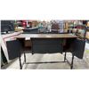 Image 4 : Vintage Black Painted Wooden Sideboard with Natural Wood Top and Turned Legs 54 x 42 x 22