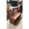 Image 2 : Wooden Storage Bench with Spindle Back and Hinged Seat 50 x 37 x 19