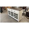 Image 2 : Pike & Main Farmhouse 60" Media Console with Two-Tone Finish and Glass Cabinet Doors 56 x 15 x 33