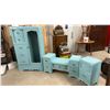 Image 1 : Art Deco Waterfall Style Bedroom Set, Armoire 37 x 20 x 62, Vanity 48 x 18 x 24 and Night Stand 16