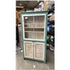 Image 1 : Rustic Farmhouse Display Hutch with Glass-Paned Door and Pressed Tin Panel Cabinet 36 x 10 x 72