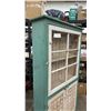 Image 2 : Rustic Farmhouse Display Hutch with Glass-Paned Door and Pressed Tin Panel Cabinet 36 x 10 x 72