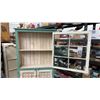 Image 4 : Rustic Farmhouse Display Hutch with Glass-Paned Door and Pressed Tin Panel Cabinet 36 x 10 x 72