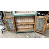Image 5 : Rustic Farmhouse Display Hutch with Glass-Paned Door and Pressed Tin Panel Cabinet 36 x 10 x 72