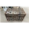 Image 1 : Antique Flat-Top Steamer Trunk with Metal Straps and Hardware 21 x 23 x 34