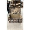 Image 3 : Antique Flat-Top Steamer Trunk with Metal Straps and Hardware 21 x 23 x 34