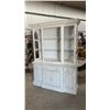 Image 1 : 2pc White Painted China Hutch with Glass Shelves and Lower Cabinet Storage 80 x 60 x 16