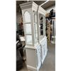 Image 2 : 2pc White Painted China Hutch with Glass Shelves and Lower Cabinet Storage 80 x 60 x 16