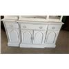 Image 5 : 2pc White Painted China Hutch with Glass Shelves and Lower Cabinet Storage 80 x 60 x 16