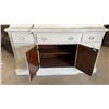 Image 8 : 2pc White Painted China Hutch with Glass Shelves and Lower Cabinet Storage 80 x 60 x 16