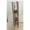 Image 3 : Mid-Century Modern Two-Light Adjustable Floor Lamp and Wrought Iron Plant Stand, 40" H