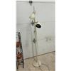 Image 4 : Mid-Century Modern Two-Light Adjustable Floor Lamp and Wrought Iron Plant Stand, 40" H