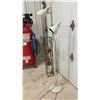 Image 6 : Mid-Century Modern Two-Light Adjustable Floor Lamp and Wrought Iron Plant Stand, 40" H