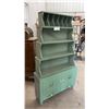 Image 1 : 5pc Sage Green Painted Stacking Wooden Hutch with Shelves, Cabinets, and Drawers 64 x 36 x 11