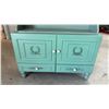 Image 3 : 5pc Sage Green Painted Stacking Wooden Hutch with Shelves, Cabinets, and Drawers 64 x 36 x 11