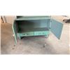 Image 5 : 5pc Sage Green Painted Stacking Wooden Hutch with Shelves, Cabinets, and Drawers 64 x 36 x 11