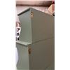 Image 7 : 5pc Sage Green Painted Stacking Wooden Hutch with Shelves, Cabinets, and Drawers 64 x 36 x 11