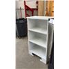 Image 5 : White Painted Three-Shelf Wooden Bookcase with Decorative Base Cut-Outs and Black Painted Fire