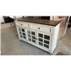 Image 1 : Pike & Main Doral Sideboard, Antique White Finish, Two Drawers, Three Glass-Pane Doors 56 x 15 x 33