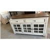 Image 2 : Pike & Main Doral Sideboard, Antique White Finish, Two Drawers, Three Glass-Pane Doors 56 x 15 x 33