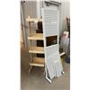 Image 1 : Wooden Four-Tier Retail Display Stand and White Metal Slatwall Display System