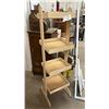 Image 4 : Wooden Four-Tier Retail Display Stand and White Metal Slatwall Display System