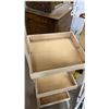 Image 5 : Wooden Four-Tier Retail Display Stand and White Metal Slatwall Display System