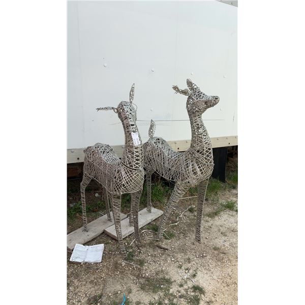 Pair of Decorative Woven Wire Deer Figures 66" Tall