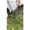 Image 3 : Ornamental Wrought Iron Garden Flower Cart with Scrollwork and Decorative Wheels 75" Tall