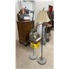 Image 1 : Two Floor Lamps: Industrial Articulating Task Lamp and Swing Arm Lamp with Fabric Shade