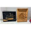 Image 1 : String Art Paddlewheel Steamboat Wall Hanging and Carved Wood Boat Plaque, 16 x 21"