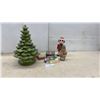 Image 1 : Vintage Green Glazed Ceramic Lighted 18" Christmas Tree (No Tree Inserts) Nutcracker, and More