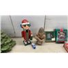 Image 6 : Vintage Green Glazed Ceramic Lighted 18" Christmas Tree (No Tree Inserts) Nutcracker, and More