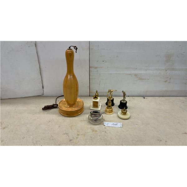 Vintage Wooden Bowling Pin Table Lamp 17" H. Base Only, Bowling Trophies and More