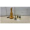 Image 1 : Vintage Wooden Bowling Pin Table Lamp 17" H. Base Only, Bowling Trophies and More