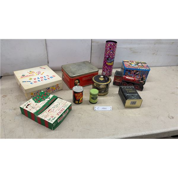 Walkers Shortbread Train Tin, Disney Tin, Strathmore Party Crackers Box, and More