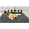 Image 1 : Native American-Themed Painted Ceramic Figurines and Ashtray, Seven Pieces