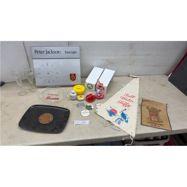 Peter Jackson Extra Light Cigarette Advertising Clock Face Only, Tray, Salt Water Taffy Pennant