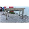 Image 1 : Vintage Distressed Wooden Utility Table with Plank Top and Tapered Leg, 30 x 29 x 52"